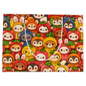 Fruit Friends Parade | Cute Animal Chibi Große Geschenktüte (Rückseite)