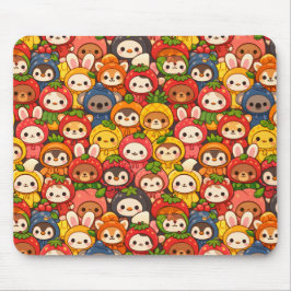 Fruit Friends Parade | Cute Animal Chibi Mousepad