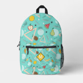 Fruit Memphis Aqua Muster Bedruckter Rucksack (Vorderseite)