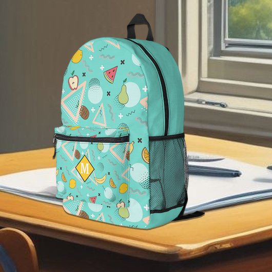 Fruit Memphis Aqua Muster Bedruckter Rucksack
