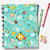 Fruit Memphis Aqua Pattern School Notebook Notizblock