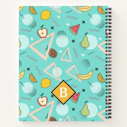 Fruit Memphis Aqua Pattern School Notebook Notizblock (Rückseite)