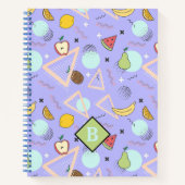 Fruit Memphis Lila Pattern School Notebook Notizblock (Vorderseite)