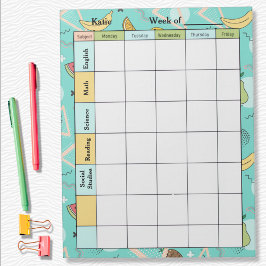 Fruit Memphis Pattern Homework Assignment Notizblock