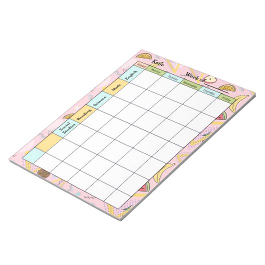 Fruit Memphis Pink Homework Assignment Notizblock (angewinkelt)