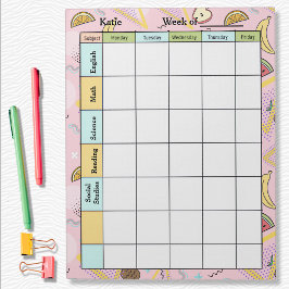 Fruit Memphis Pink Homework Assignment Notizblock