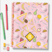 Fruit Memphis Pink Pattern School Notebook Notizblock