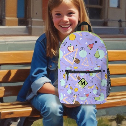 Fruit Memphis Purple Pattern  Bedruckter Rucksack