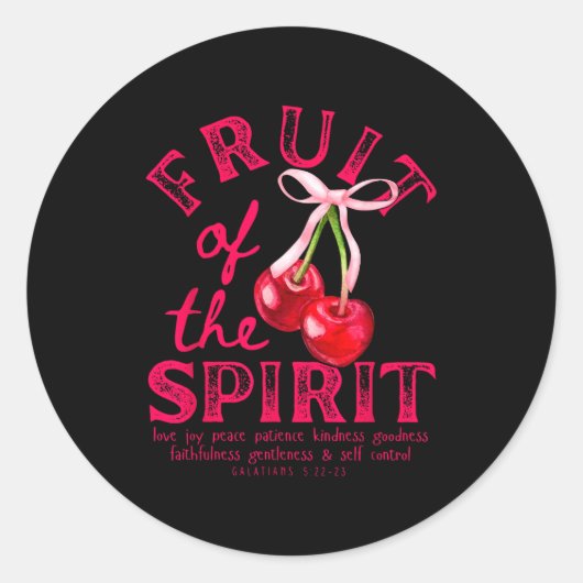 Fruit Of The Spirit Christian Coquette Pink Bow Ch Runder Aufkleber (Vorderseite)