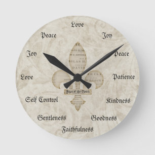 Fruit of the Spirit Christian Virtues Vintage Runde Wanduhr