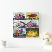 Fruit Plates /Cherries,Lemons,Grapes ,Artichokes Quadratische Wanduhr (Zuhause)