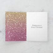 Fruit Punch Pink Gold Glitter Bokeh Christmas Karte (Innenseite)