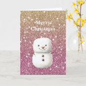 Fruit Punch Pink Gold Glitter Bokeh Christmas Karte (Gelbe Blume)