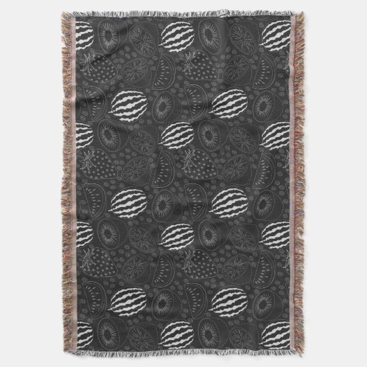 Fruit seamless pattern black and white Tropical Decke (Vorderseite Vertikal)