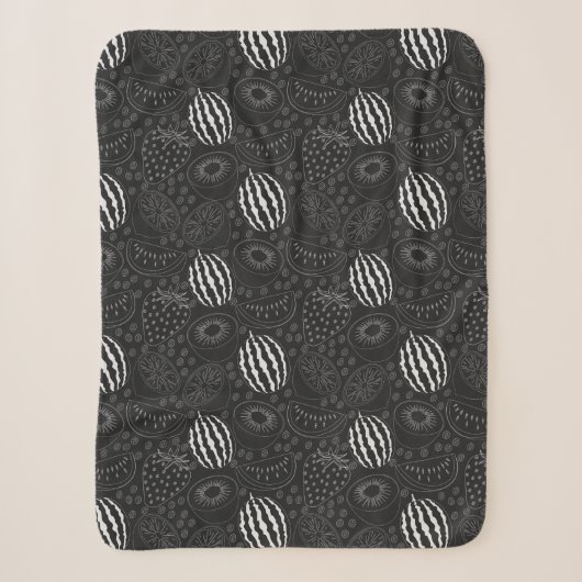 Fruit seamless pattern black and white Tropical Sherpadecke (Vorderseite)