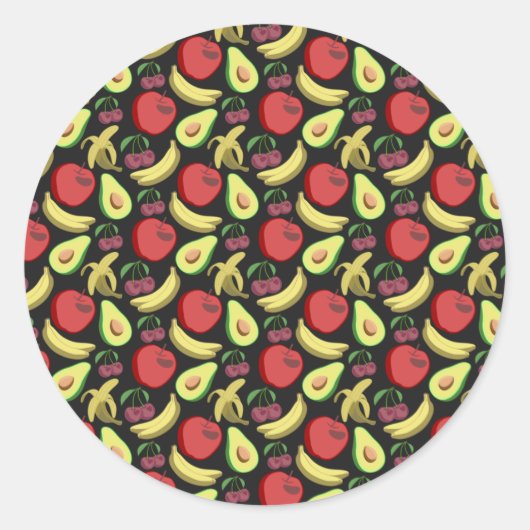 Fruit seamless pattern | colorful tropical fruit runder aufkleber (Vorderseite)