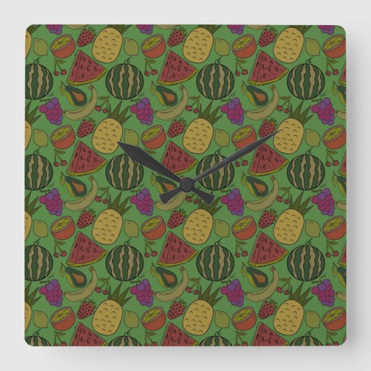 Fruit seamless pattern | Fruit surface pattern 19 Quadratische Wanduhr (Vorderseite)