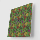 Fruit seamless pattern | Fruit surface pattern 19 Quadratische Wanduhr (Winkel)