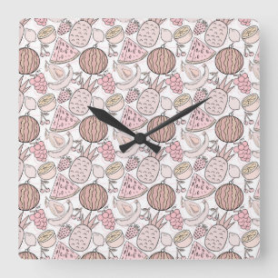 Fruit seamless pattern   Fruit surface pattern 1 Quadratische Wanduhr