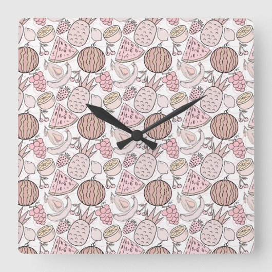 Fruit seamless pattern | Fruit surface pattern 1 Quadratische Wanduhr (Vorderseite)