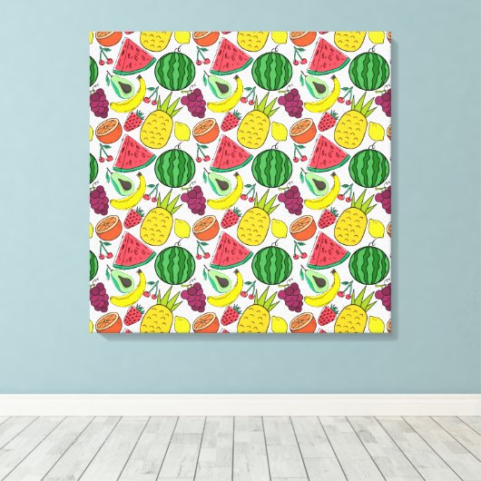 Fruit seamless pattern | Fruit surface pattern 22 Leinwanddruck (Insitu (Holzboden))