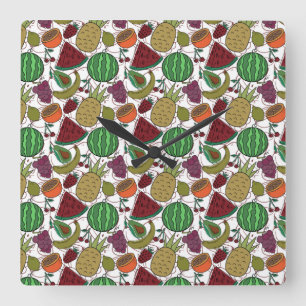 Fruit seamless pattern Fruit surface pattern 25 Quadratische Wanduhr