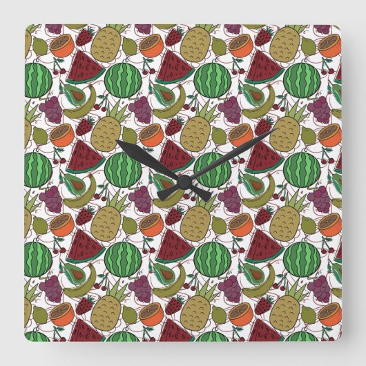 Fruit seamless pattern | Fruit surface pattern 25 Quadratische Wanduhr (Vorderseite)