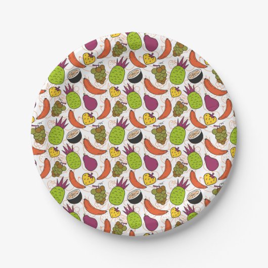 Fruit seamless pattern | Fruit surface pattern 34 Pappteller (Vorderseite)