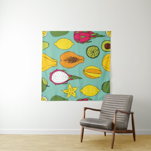 Fruit. Seamless vintage pattern Wandteppich (Beispiel (Horizontal))