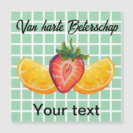 Fruit, Strawberry, orange, beterschap Magnetkarte (Vorderseite)
