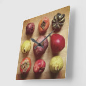 Fruit Tic-tac-toe Quadratische Wanduhr (Winkel)
