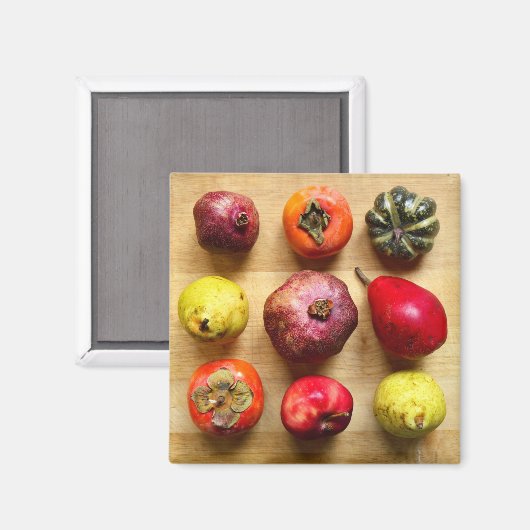 Fruit Tic-tac-toe Square Magnet (Vorderseite/Rückseite)
