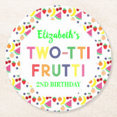 Fruit Two-tti Frutti 2. Geburtstag Runder Pappuntersetzer (Vorderseite)