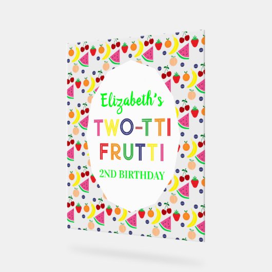 Fruit Two-tti Frutti 2nd Birthday Acrylschild (Winkel)