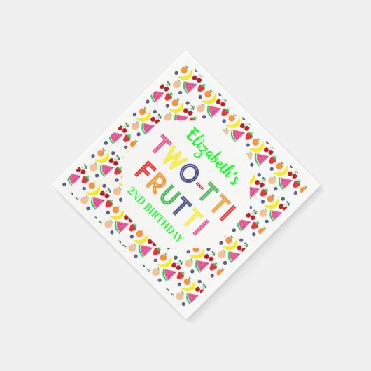 Fruit Two-tti Frutti 2nd Birthday Serviette (Ecke)