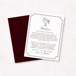 Fruit Vase Burgundy Wedding Thank You Card Save The Date