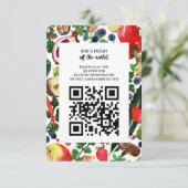Fruit Veggie Watercolor FRESH OFF MARKET Bridal QR Begleitkarte (Stehend Vorderseite)