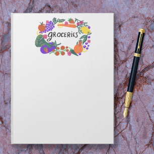 Fruit & Veggies Illustration Grocery Shopping List Notizblock