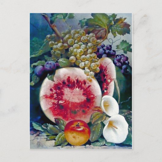 Fruit Watermelon Grape Apple Still life Postkarte (Vorderseite)