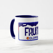 Fruita Colorado Blauer Nummernschild Tasse (Vorderseite Links)
