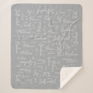 Fruitage of the Spirit Sherpa Blanket Grau and Whi Sherpadecke