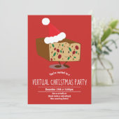 Fruitcake Cartoon Virtual Christmas Party Einladung (Stehend Vorderseite)