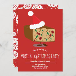 Fruitcake Cartoon Virtual Christmas Party Einladung