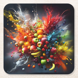 Fruitexplosion Rechteckiger Pappuntersetzer