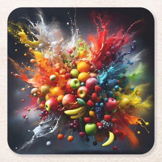 Fruitexplosion Rechteckiger Pappuntersetzer (Vorderseite)