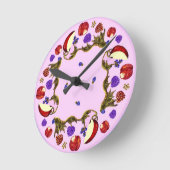 Fruits And Leaves Round Wall Clock Runde Wanduhr (Winkel)