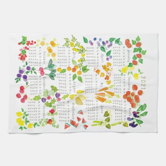 Fruits and Veggies - Calendar 2021 Geschirrtuch (Horizontal)