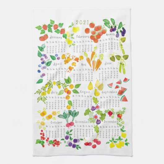 Fruits and Veggies - Calendar 2021 Geschirrtuch (Vertikal)