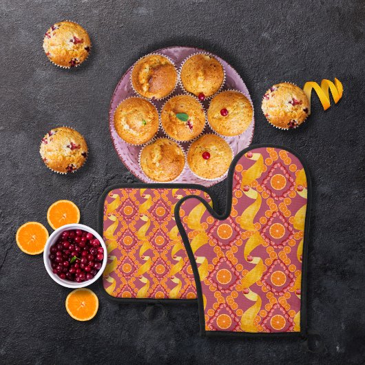 Fruits and zest rose pink ofenhandschuh & Topflappen-Set