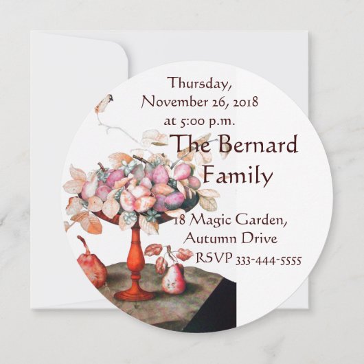 FRUITS DER SAISON 5 Erntedank Abendessen Party Einladung (Rückseite)